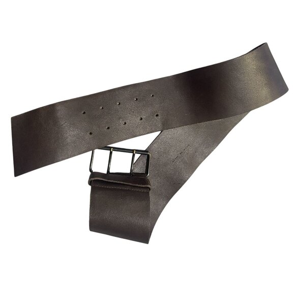 Miu Miu Oversized Leather Belt in Brown main image 7